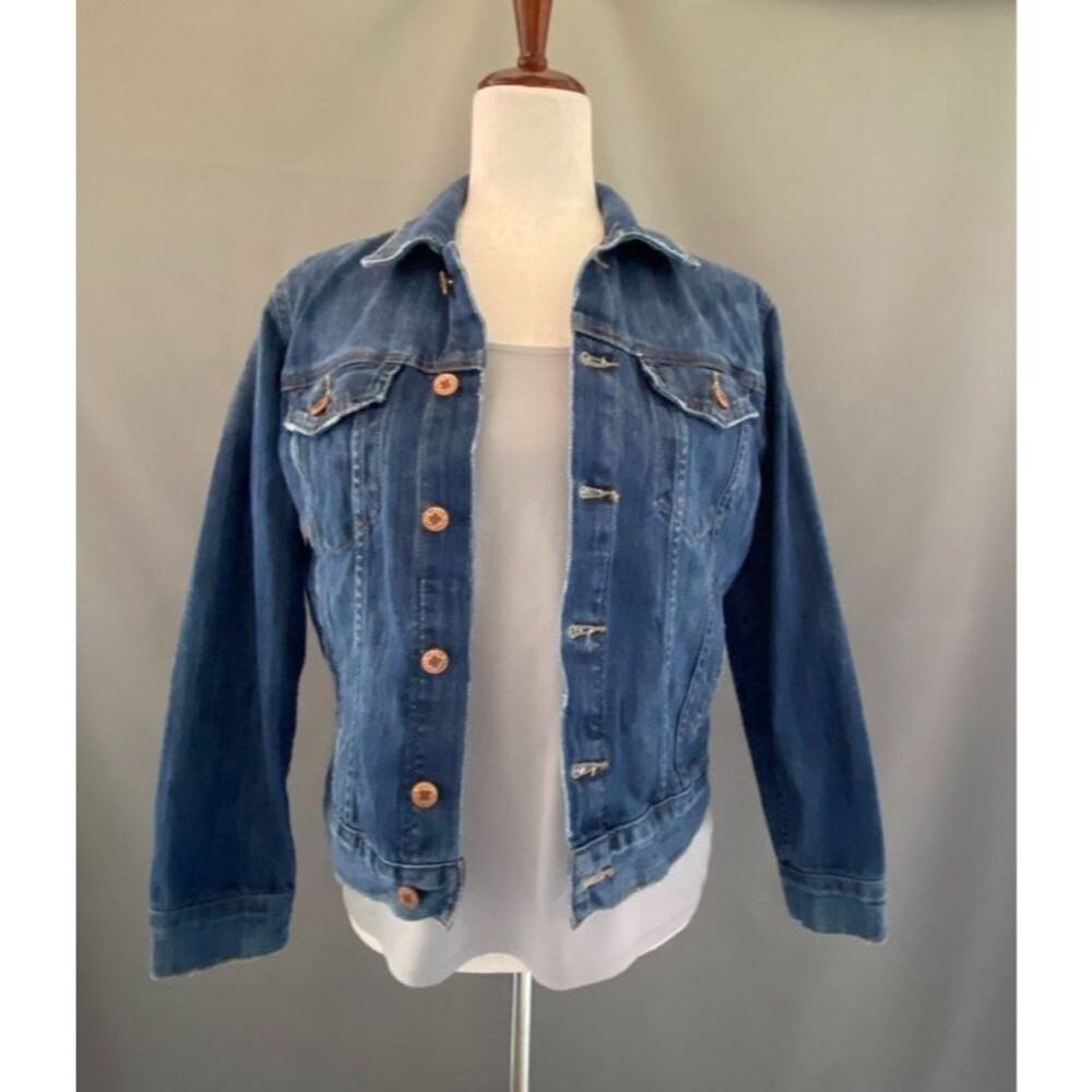 Lucky Brand Tomboy Trucker Denim Jacket Women's Small Blue Stretch Jean Coat